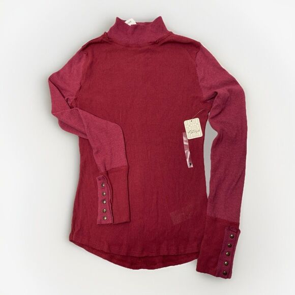 NWT FREE PEOPLE - We The Free - Freya Long Sleeve Mock Neck Thermal Top - Picture 3 of 13